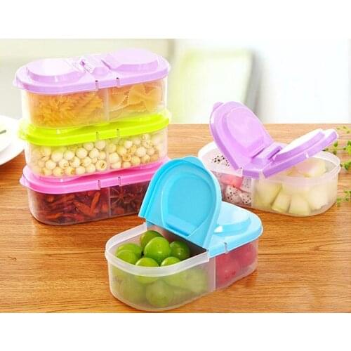 1PC Double-Grid Sealed Food Can Storage Box Bento Candy-Colored Multifunctional Plastic Food Preservation Box OK 0866
