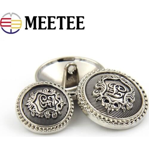10/30pc Meetee 15-23mm High Grade Silver Retro Metal Buttons for Suit Coat Jacket Jeans Decor Accessory DIY Clothes Sewing Craft