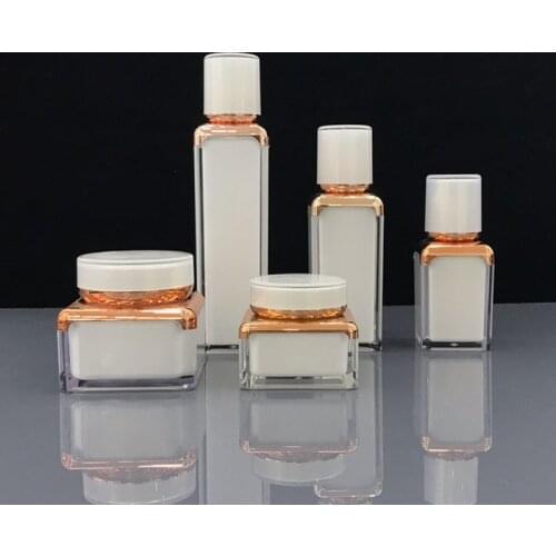 10pcs 30g 50g ACRYLIC Square Shape Cream Bottle Jar 15ml 30ml 50ml Lotion Essence Foundation Bottle Cosmetic Packaging