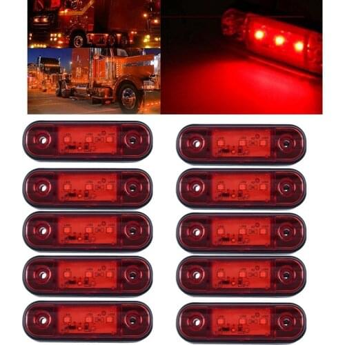 10PCS Warning Light LED Car Trailer Truck Red 12V 24V LED Side Marker Lamp For Car Accessories