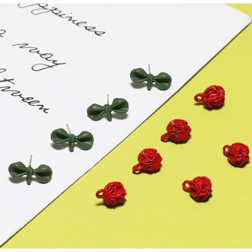 10pcs New Fashion Trendy green bow Stud Earrings For Women red small dumplings diy handmade jewelry earrings accessories