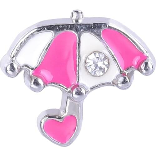 F273 Zinc Alloy Crystal Pink Umbrella Charms For Floating Locket Charms 10*10mm