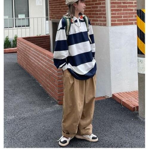 2021 Avocado Green POLO Shirt Long Sleeve Top Letter Print Sweater Women Harajuku Fashion Blue Women Clothes Couple Retro