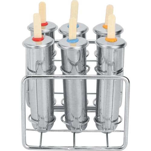 3/6/10PCS Stainless Steel Popsicle Molds Ice Cream Popsicle Holder Popsicle Sticks Ice Cream Moulds Round/Flat Ice Lolly Maker