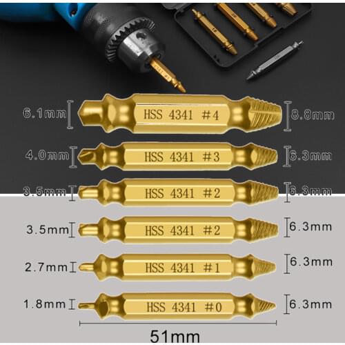 4/5/6pcs Screw Removal Tool Drill Bit Set Stripped Broken Screw Bolt Remover Extractor Easily Take Out Demolition Tools