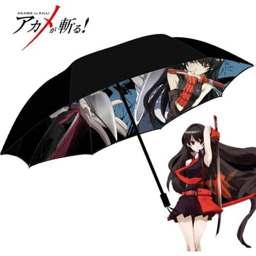Anime Akame ga KILL! Cartoon Printed Cosplay Prop Sun Rain Folding Umbrella Sunshade Umbrella for Boy Girl Gift 1pcs