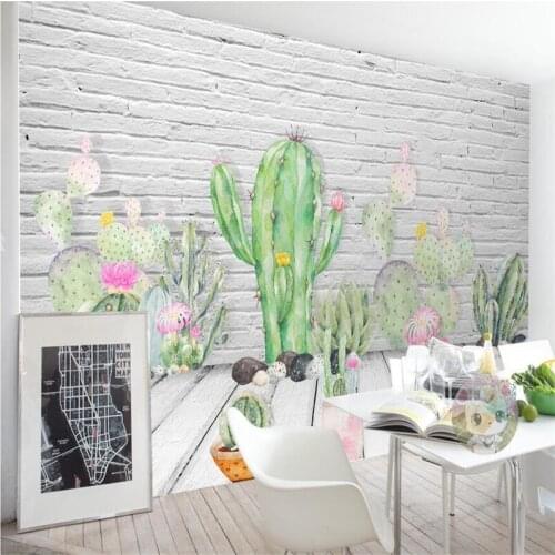 Beibehang Custom wallpaper 3d photo mural Nordic minimalist tropical cactus plant TV background wall paper living room 3d mural