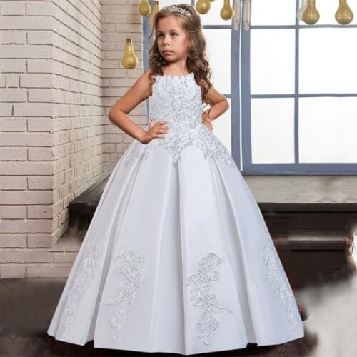 White Long Bridesmaid Kids Clothes For Girls Sequin Gown Party Wedding Clothing Girl Clothing Princess Dress 4 10 12 Years