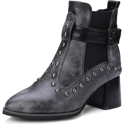 Big Size - boots women shoes ankle boots for women ladies boots shoes woman winter Solid color pointed sleeve