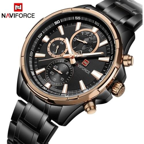 Top Luxury Brand NAVIFORCE Mens Business Watches Men Quartz 24 Hours Date Clock Man Full Stainless Steel Sports Wrist Watch
