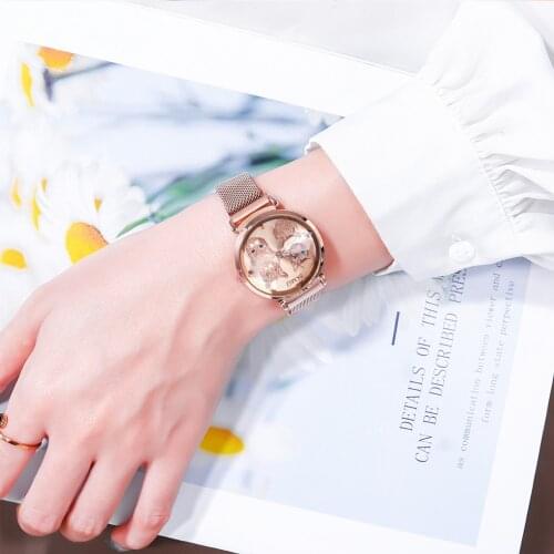 SKMEI Ladies Creative Cartoon Cat Dial Women Quartz Watches Magnet Strap Female Dress Clock Relogio Feminino For Drop Wholesale