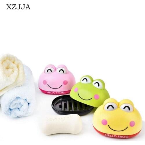 XZJJA Creative High Quality The Frog Soap Box Bathroom Soap Holder With Cover Jewelry Storage Case Kitchen Sponge Drain Rack