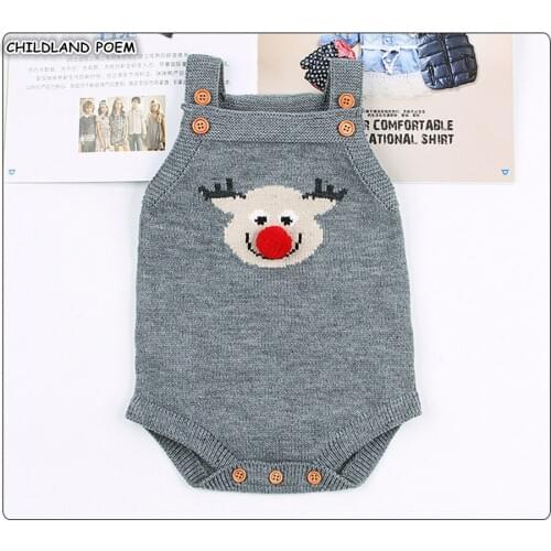 Baby Knitted Romper Autumn Knitting Baby Clothes Christmas Deer Winter Infant Baby Boys Romper Toddler Girls Jumpsuit Overalls