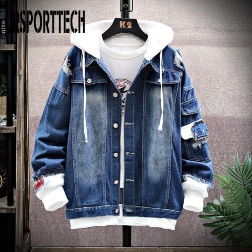 Denim Mens Jacket Hoodies Oversized Women Jackets Hip Hop Windbreaker Jean Men Hooded Coats Streetwear Winter Autumn Men Jacket