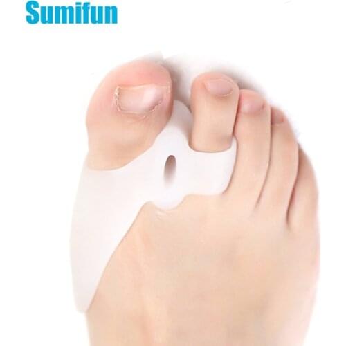 12Pcs Pedicure Tool Big Toe Straightener Thumb Valgus Protector Silicone Gel Foot Fingers Two Hole Toe Separator Bunion Adjuster