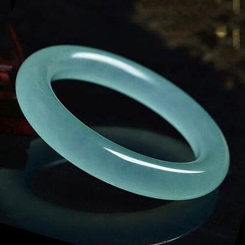 China Natural Light Blue Hand Carved Round Jade Bracelet Fashion Boutique Jewelry Mens and Womens Bracelet Gift Accessories