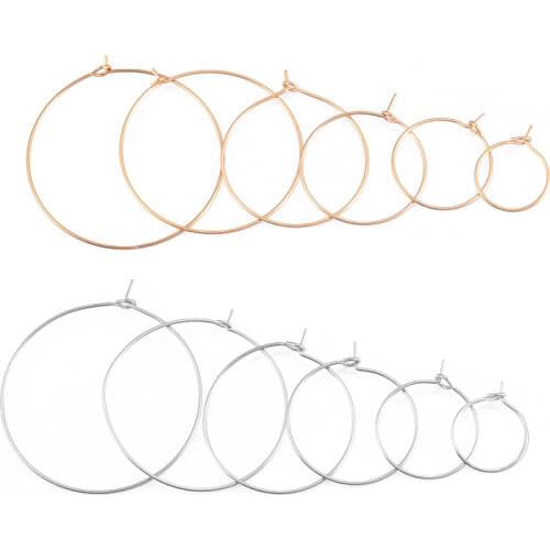 20pcs/lot Stainless Steel 40mm Big Round Hoops Earrings Circle Ear Wires Hooks For DIY Jewelry Making Findings Accessories
