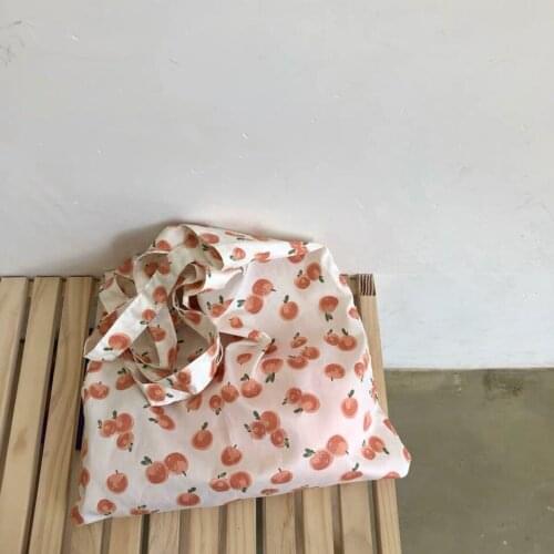 Small Fresh Harajuku Japanese Bag Cute Orange Art One-shoulder Canvas Bag Shopping Bag Lazy Style