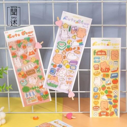 Cute cartoon bear and rabbit animal series stickers DIY scrapbook diary notebook mobile phone Japanese kawaii stationery sticker