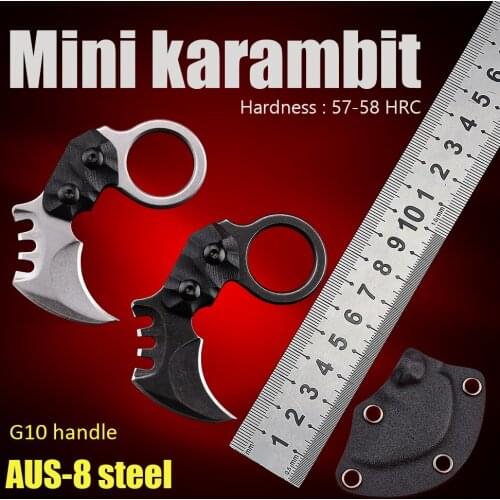 Mini knife karambit G10 material knives fixed blade knife edc csgo neck knife box cutter kawaii knife edc tools