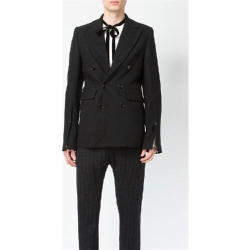 2021 Mens clothing New Hair Stylist Catwalk Fashion gentleman Double-breasted slim Suit plus size costumes