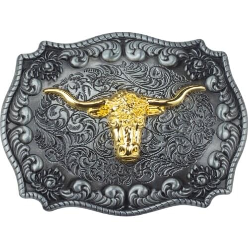 Double colored long horn buckle belt for cowboy belt