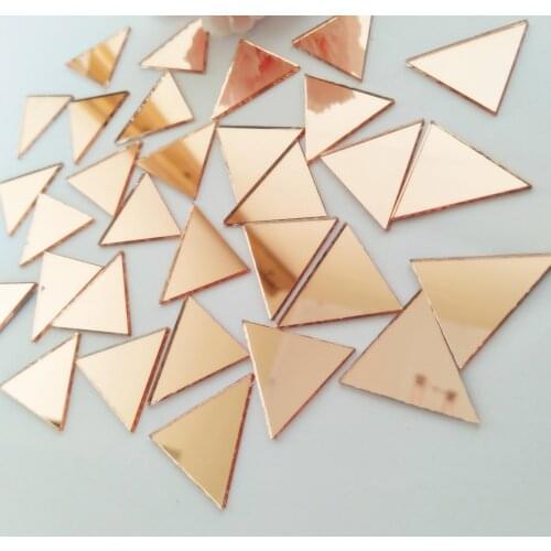 Set of 100pcs 1" Triangle Real Glass Mirror Mosaic Tile, Triangular Real Glass Mirror DIY Crafts Accessory