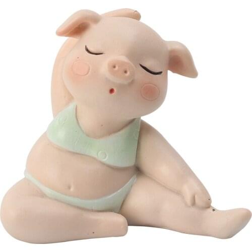 Resin Pig Baby Desktop Decoration Small Ornaments Cute Animals Figurines Cartoon Pig Crafts Miniatures Home Accessories