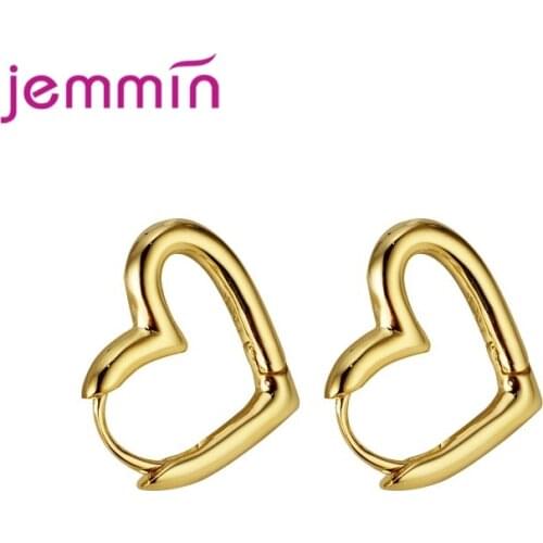 Genuine 925 Sterling Silver Glossy Hearts Hoop Earring for Women Gift Simple Earring Fashion Korea Style Jewelry Bijoux