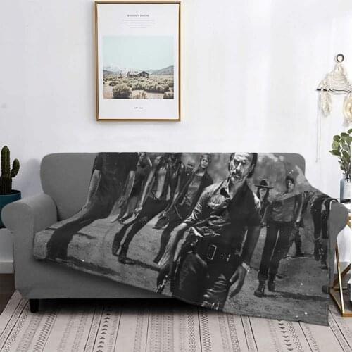 The Walking Dead Blanket Velvet Spring Autumn Rick Grimes Portable Lightweight Thin Throw Blankets for Bed Outdoor Plush Thin