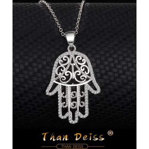 S925 Sterling Silver Hollow out Hand of Fatima lucky Necklace Europe And The United States Personality Fashion Ladies Secklace