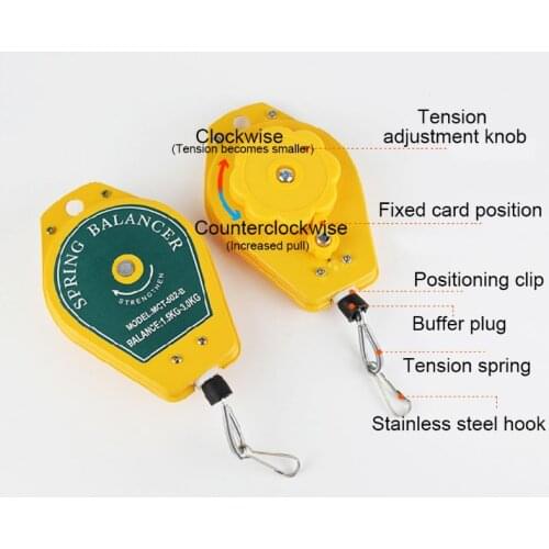 Durable Retractable Spring Balancer Steel Wire Rope Measuring Tool Hook Holder X4YD