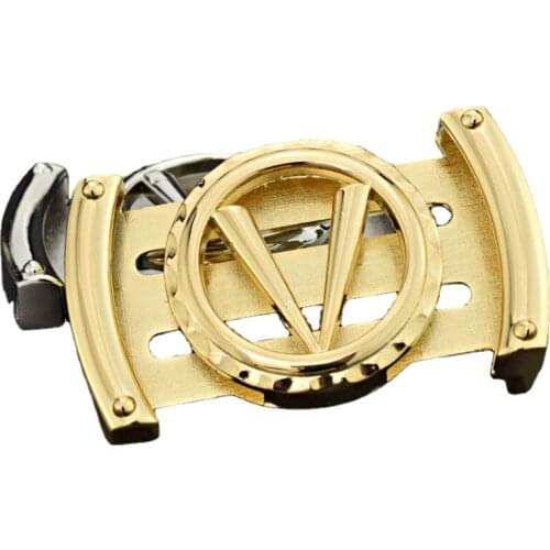 New Alloy V Letter Buckle Mens Belt Buckle Leisure Gold Smooth Buckle Belt Accessories 3.3cm