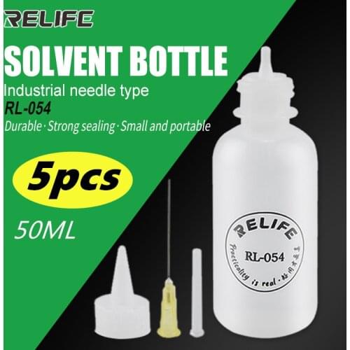 RELIFE RL054 5pcs 50ml Empty E-liquid Plastic Rosin Bottles with Needles Dispensing Alcohol Colophony Oil Bottle