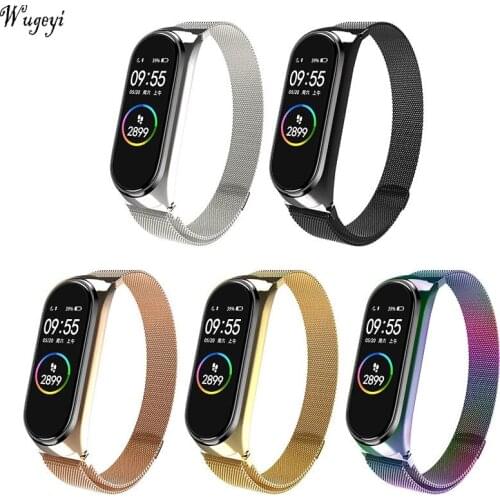 For Mi Band 5 NFC Watchband Stainless Steel Magnetic Milanese Strap Mi Band 6 Metal Wriststrap