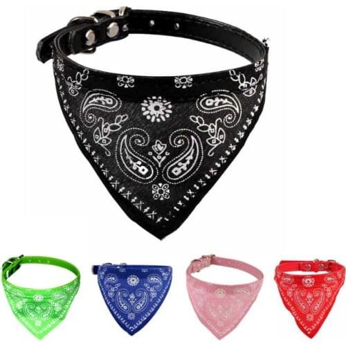 Pet Dog Neck Scarf Puppy Cat Dog Collar Neckerchief with Leather Collar Accessories Stuff Adjustable Cat Dog Collar Neckerchief