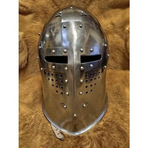 Medieval Armor Late Giant Helmet 14th Century Cavalier Bucket Helmet wearable Flip-Flop Helmets knight cosplay mask