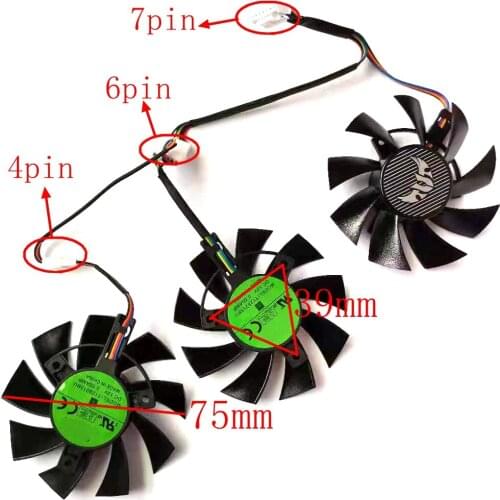 T128015BU two ball bearing GTX 1660Ti 1660super 3pcs/lot 75mm 7pin for ASUS RX5700 XT TUF X3 OC Graphics Cooling Fan