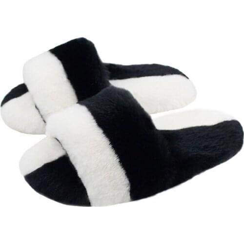Women Four seasons Color Matching Velcro cotton slippers, extra large Velcro cotton shoes, non-slip soft sole