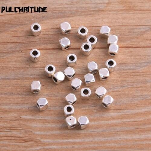60pcs 4*4*4mm Tibetan Small Square Bead Spacer Bead Charms For Diy Beaded Bracelets Jewelry Handmade Making