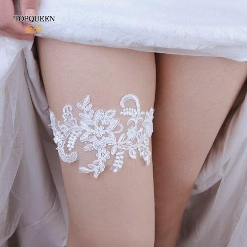 TOPQUEEN Wholesale Women Girl Princess Cosplay Wedding Party Bridal Lace Floral Blue Leg Ring Loop Stocking Garter Belt TH09