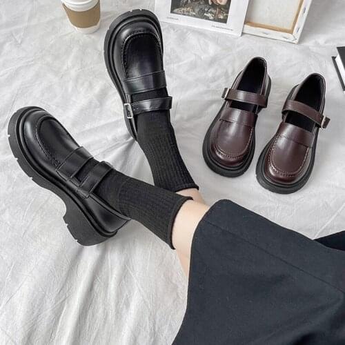Low Heels Womens Shoes Platform Black Flats Oxfords Clogs Leather Summer Retro Rome PU Rubber Basic Mary Janes Hoof Womens Sho