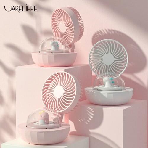 Uareliffe Cute Aromatherapy Fan With Night Light USB Rechargeable Summer Cooling Fans Portable Air Conditioning Kids Girl Gift