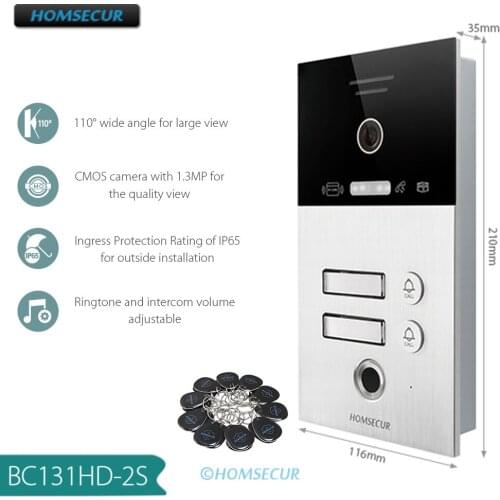 HOMSECUR 110° BC131HD-2S Outdoor Unit For HDK Video Door Phone Intercom System (Only Works With HDK Series Indoor Monitor)