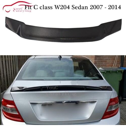 W204 Carbon Fiber Rear Spoiler R type Trunk Boot Tail Lip for Mercedes C W204 4-door Sedan 2007 - 2014 C180 C200 C250 C300 C350