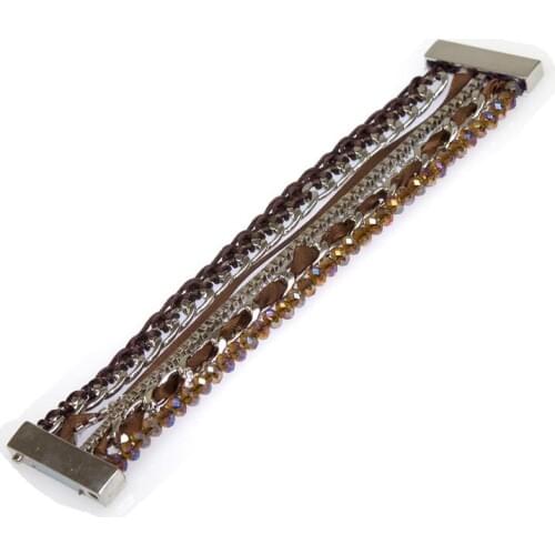 Miasol Bohemian Crystal Wood Beads Magnetic Brazilian Multilayers Strands Wrap Bracelet For Women Fashion Bracelet