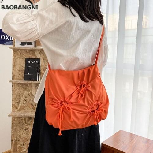 Winter new ladies women shoulder bags Korean retro pack Bandage messenger totes Polyester book bag