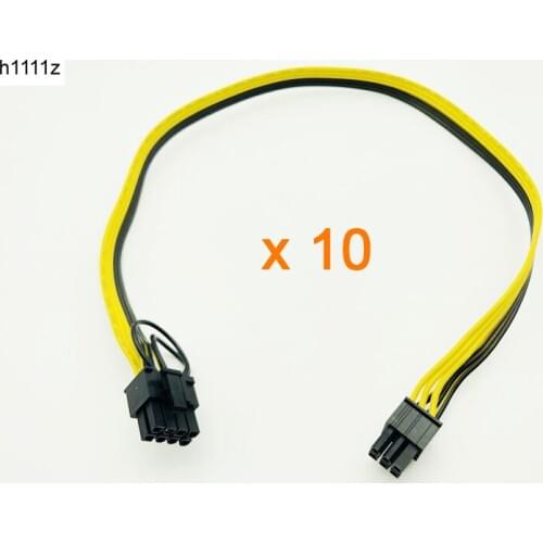 10PCS 50CM Riser Cable 6Pin to 8Pin (6+2) Power Cable Conversion Board Graphics Card Power Supply 18AWG Splitter for BTC Mining