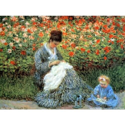 100% handmade landscape oil painting reproduction on linen canvas,madame-monet-and-child by claude monet