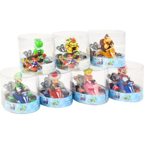 13cm Anime Princess Monkey Mushroom Kart Pull Back Car Pvc Kids Toys Doll